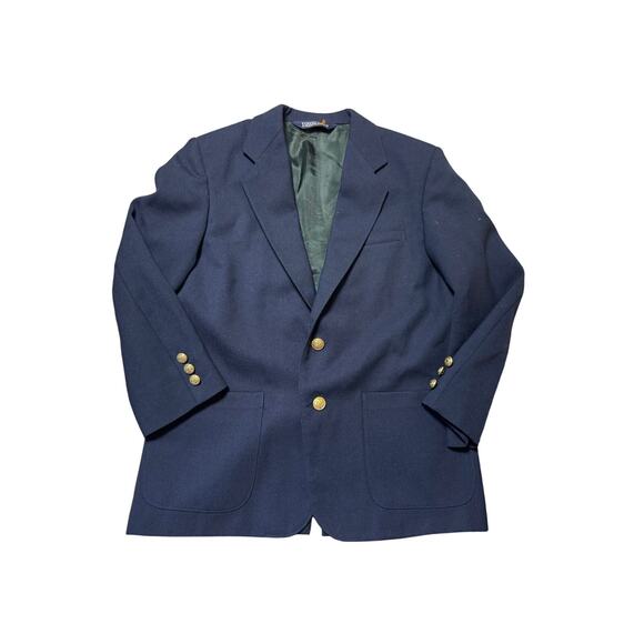 Land's End Boys Blazer size 12; Navy Blue w/ Gold buttons; Classic Styling, Wool - Picture 1 of 12